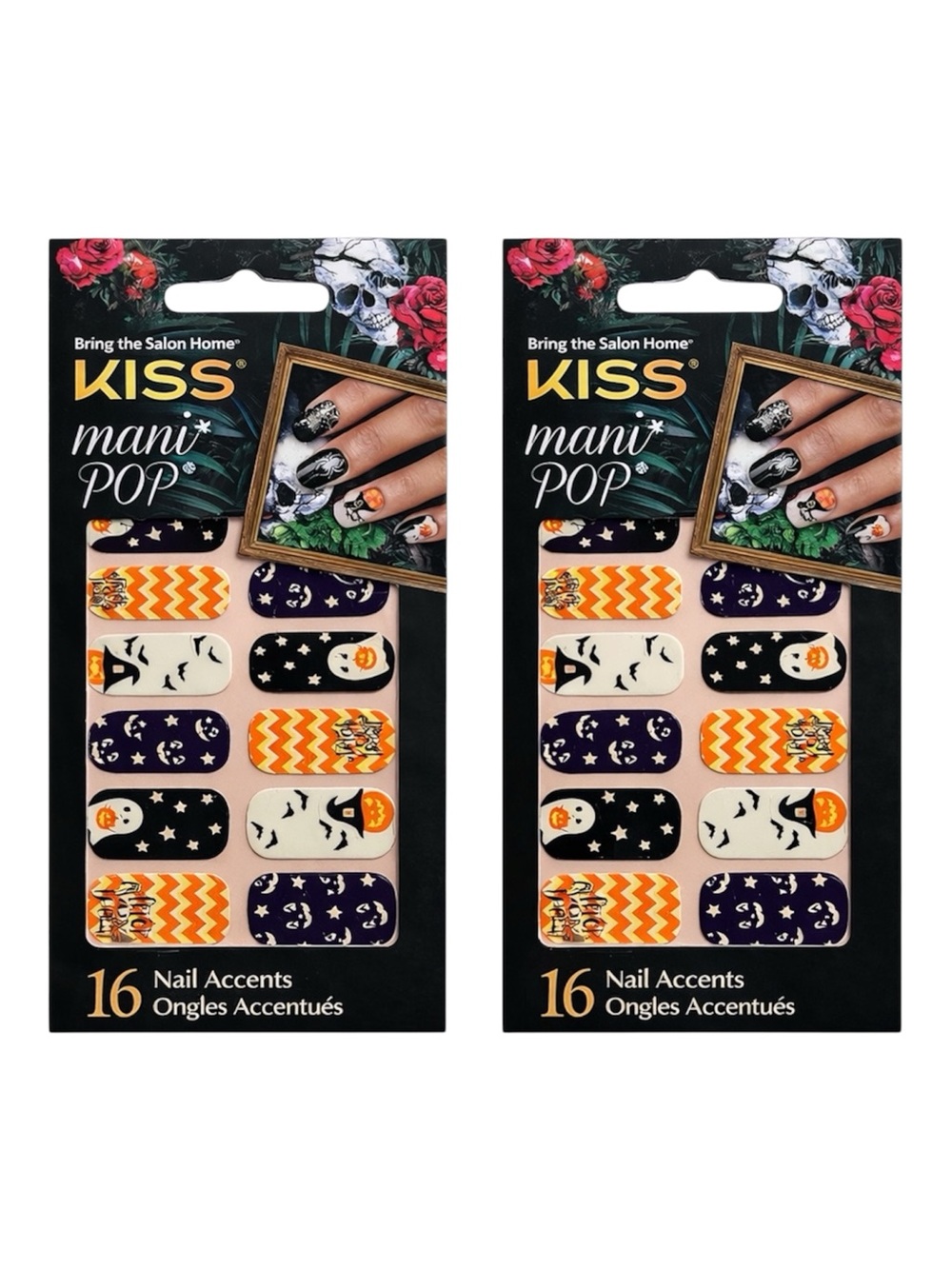 KISS MANI POP NAIL ACCENT HALLOWEEN STICKERS X2 GHOSTS & PUMPKINS - BRAND NEW